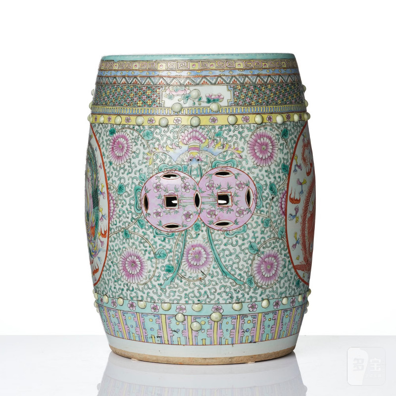 A famille rose garden seat, - 图4